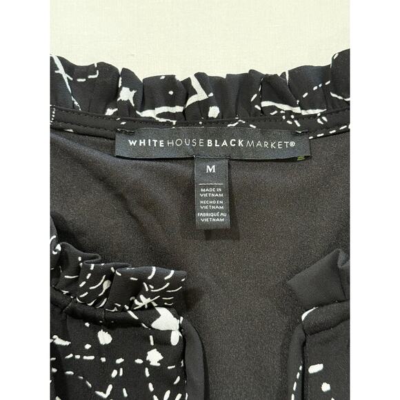 White House Black Market Black Constellation Blouse Size Medium (090) - Picture 2 of 11